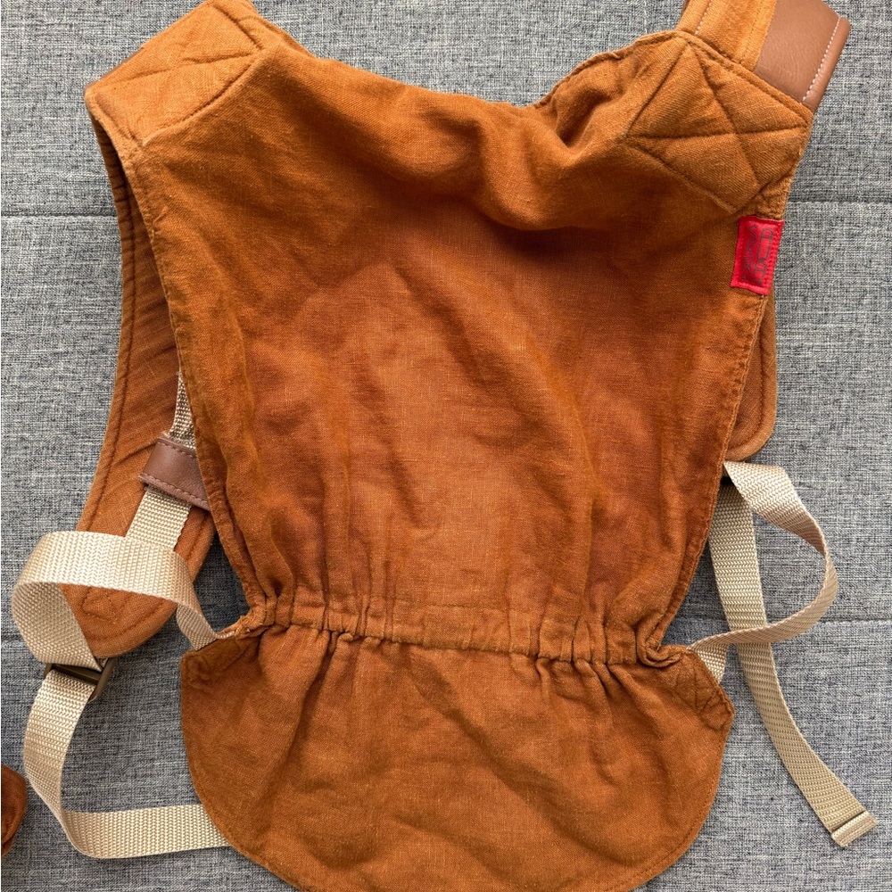 Onbuhimo sepia linen with cognac leather